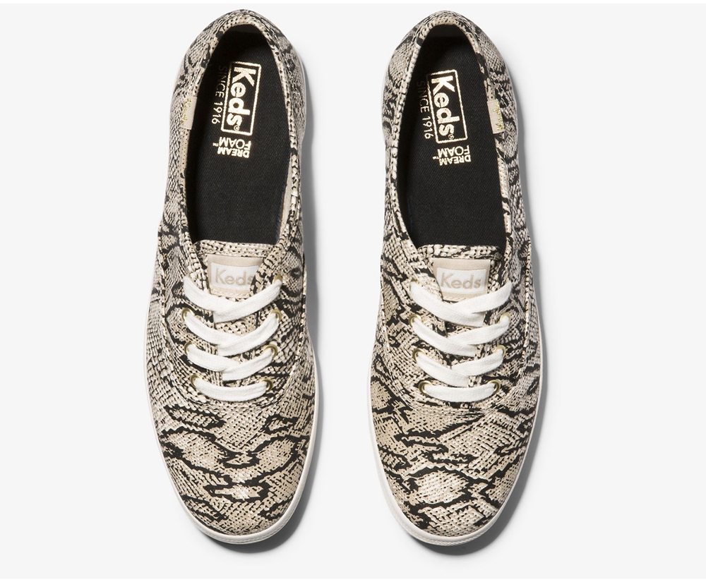 Tenis Keds Mujer Blancos/Negros - Champion Animal - 5719-MTORQ